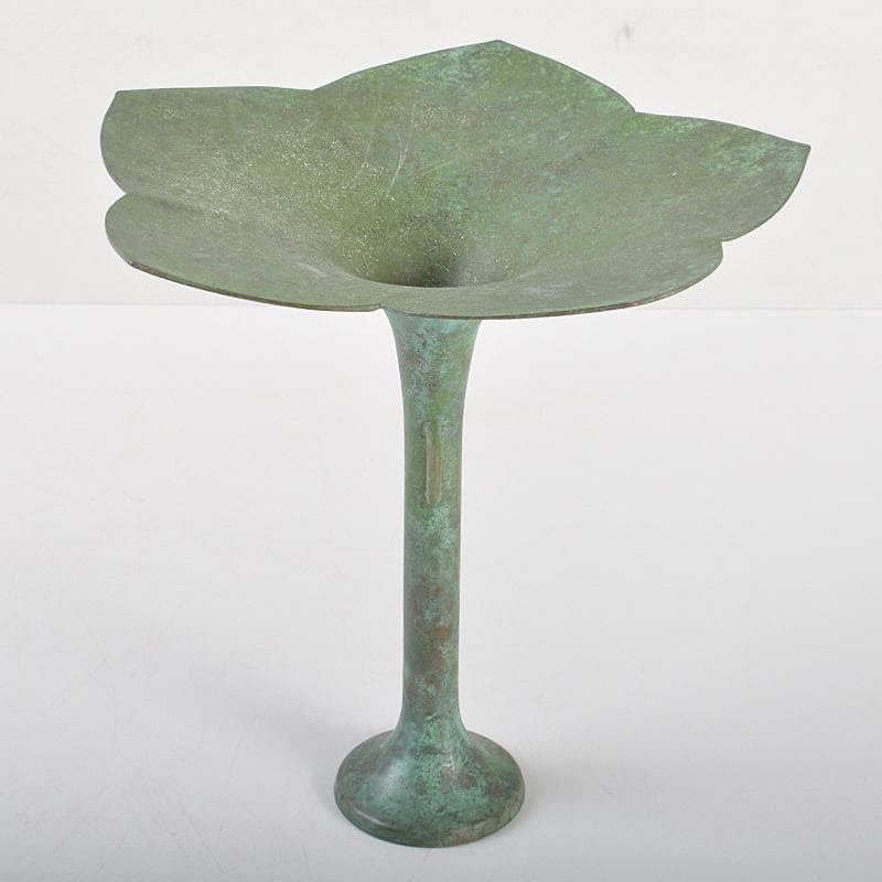 風炉師 藤井宗喜作 唐銅 桔梗口 花入 共箱 V R7191B