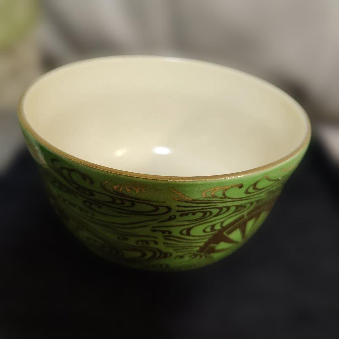 京焼 清水焼 宮地英香 造 茶碗 金色