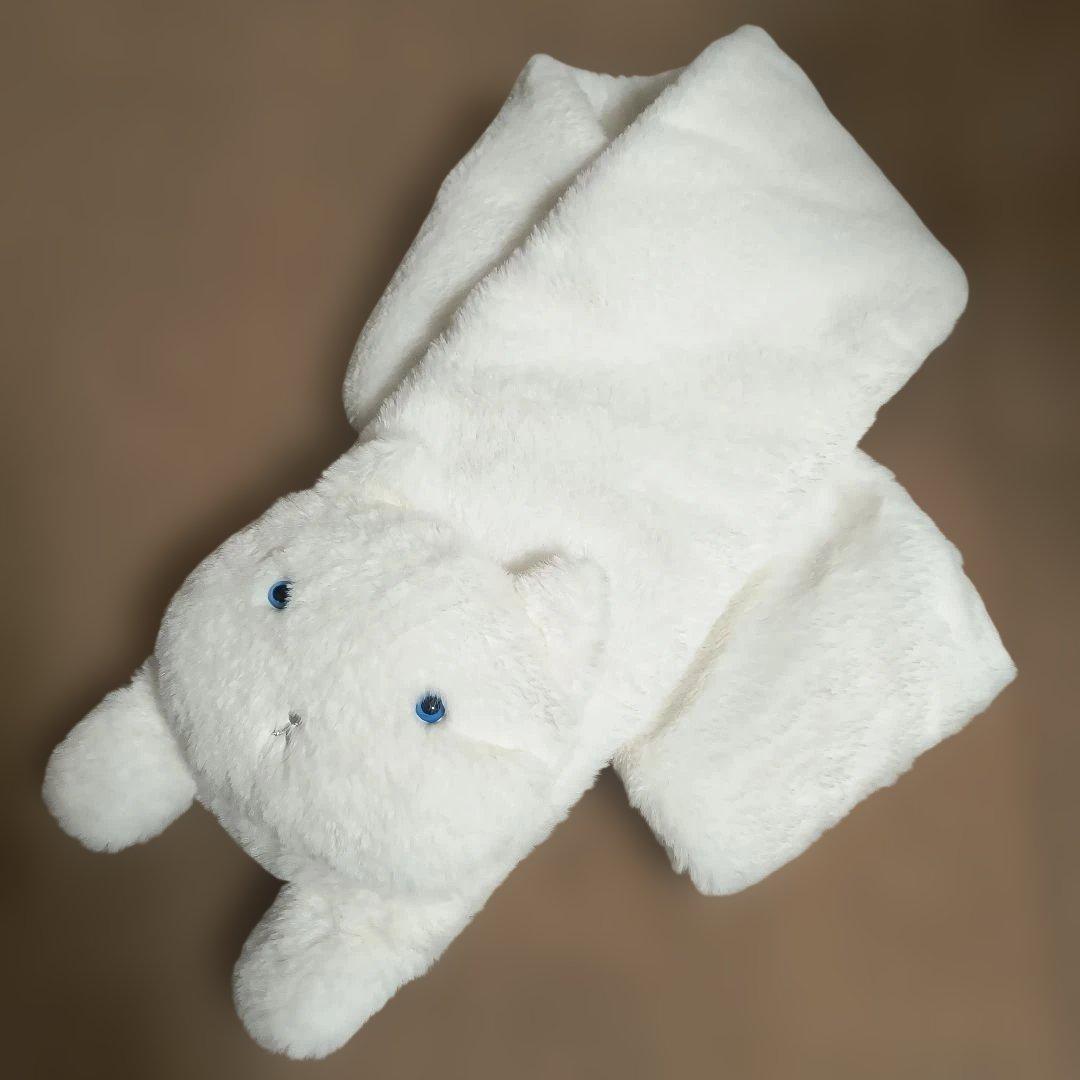 PINK HOUSEフワフワ起毛素材 猫ちゃんホワイトマフラー（未使用、保管品） PINK HOUSEフワフワ起毛素材 猫ちゃんホワイトマフラー（未使用、保管