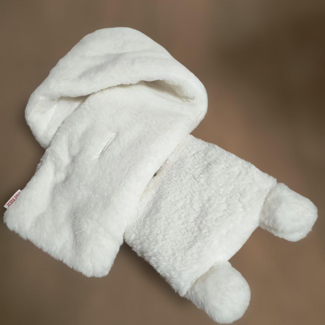 PINK HOUSEフワフワ起毛素材 猫ちゃんホワイトマフラー（未使用、保管