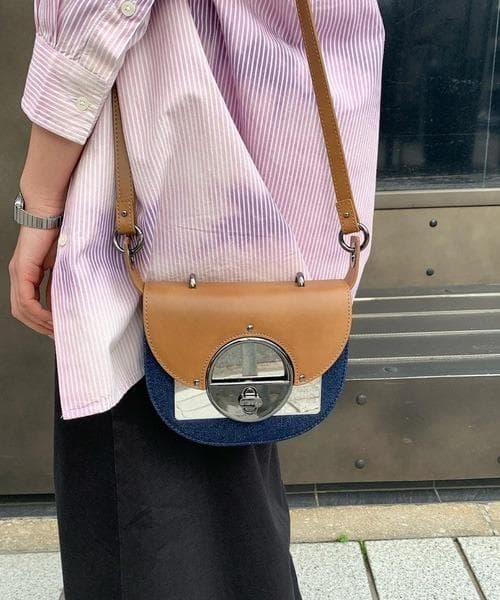 DIESEL デニム レザー ショルダーバッグ