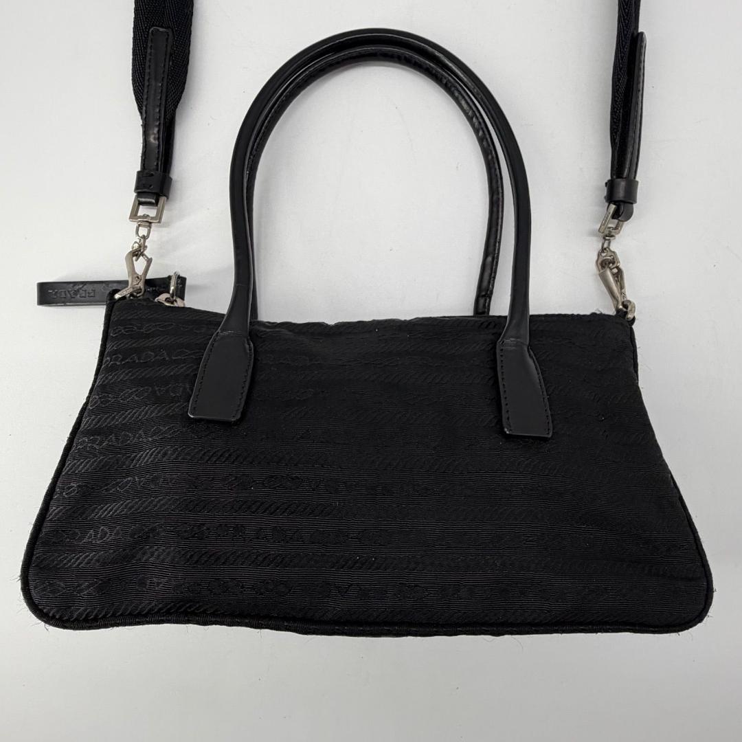 15821✨良品✨プラダ 2way ミニ ショルダーバッグ ロゴ総柄 ブラック