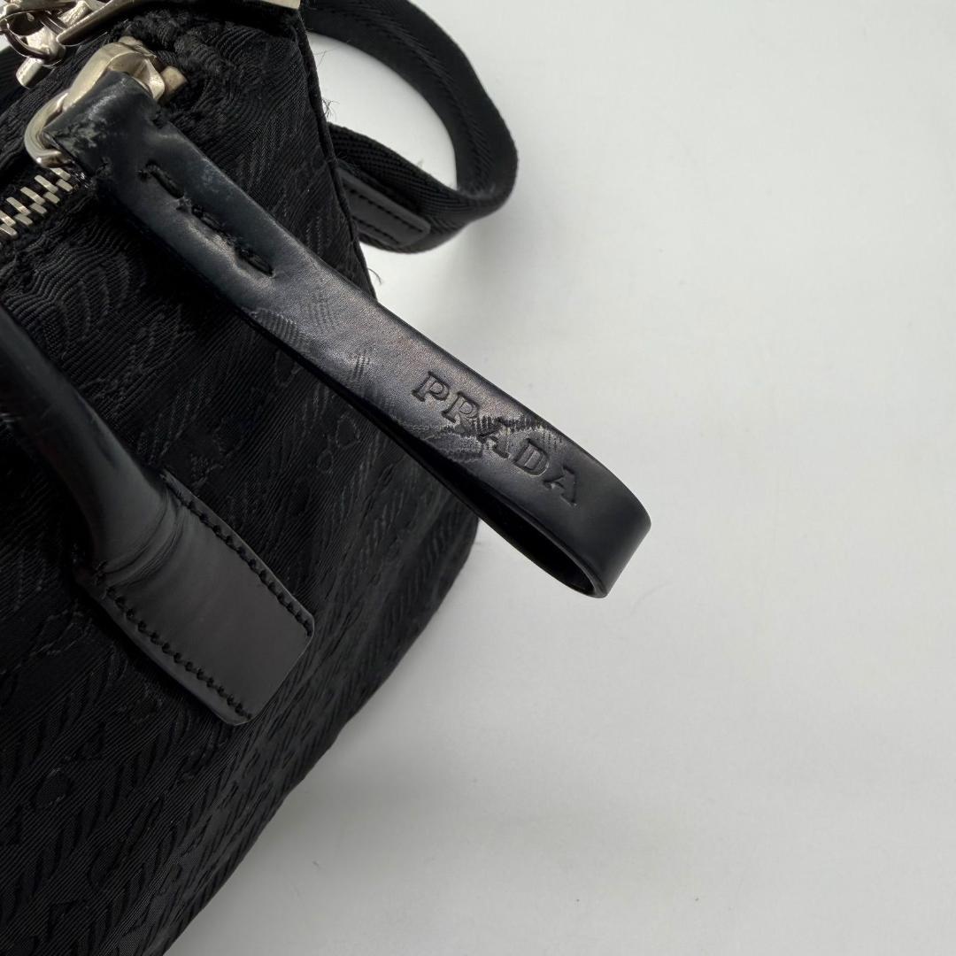 15821✨良品✨プラダ 2way ミニ ショルダーバッグ ロゴ総柄 ブラック