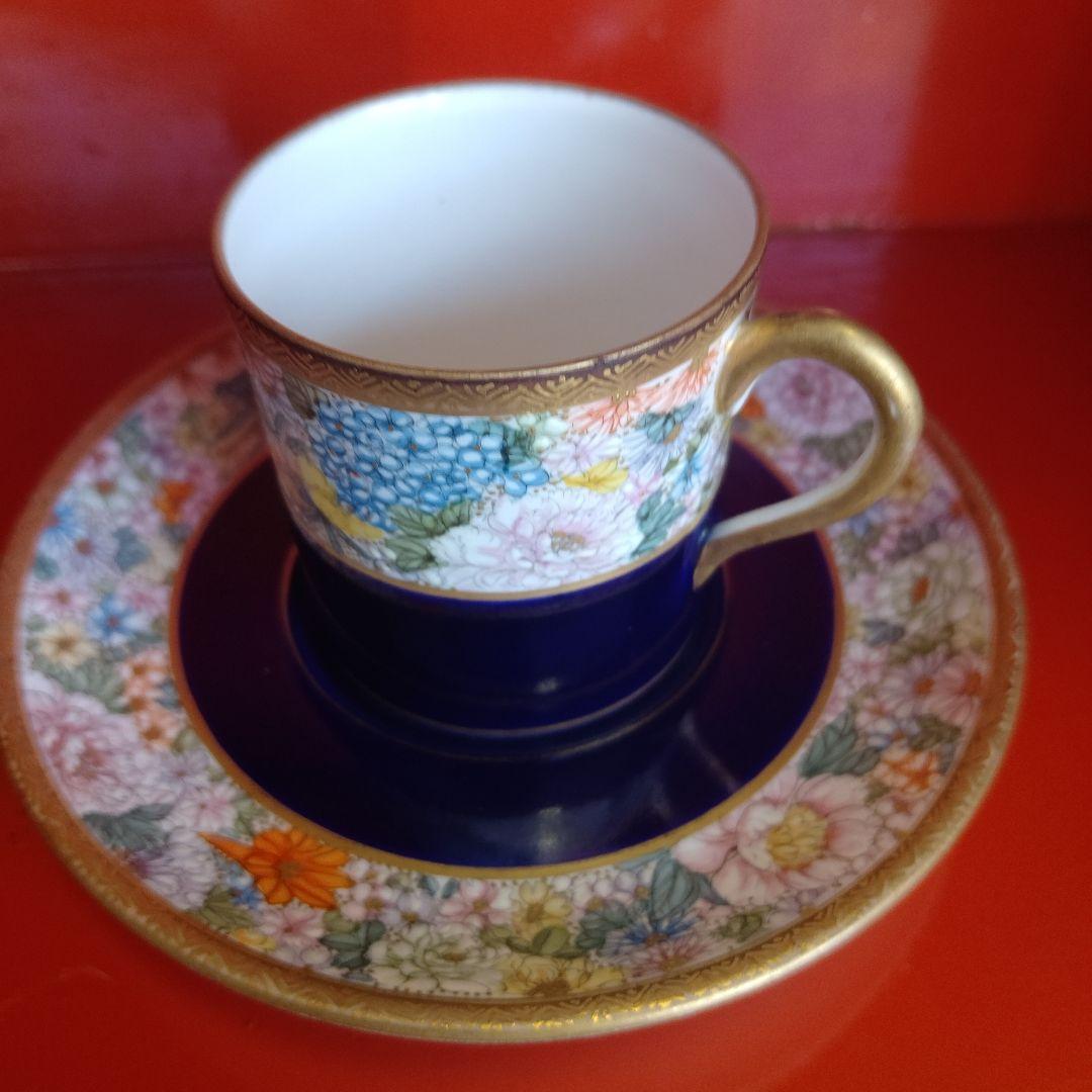 明治時代 京薩摩 錦光山 デミタスカップ ソーサー 1客 里帰り