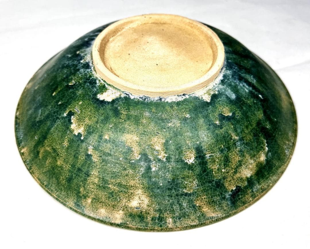 遼時代 遼三彩刻花鳥紋盤 中国古玩 唐物 歴史有る年代物 入手困難WWTT146