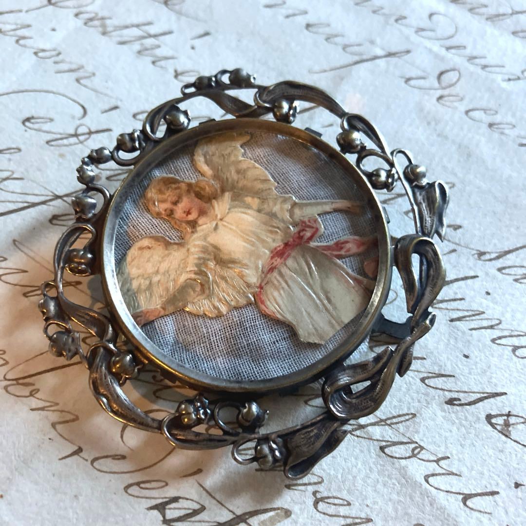 フランスアンティーク鈴蘭フレーム 純銀 シルバー 額装 希少