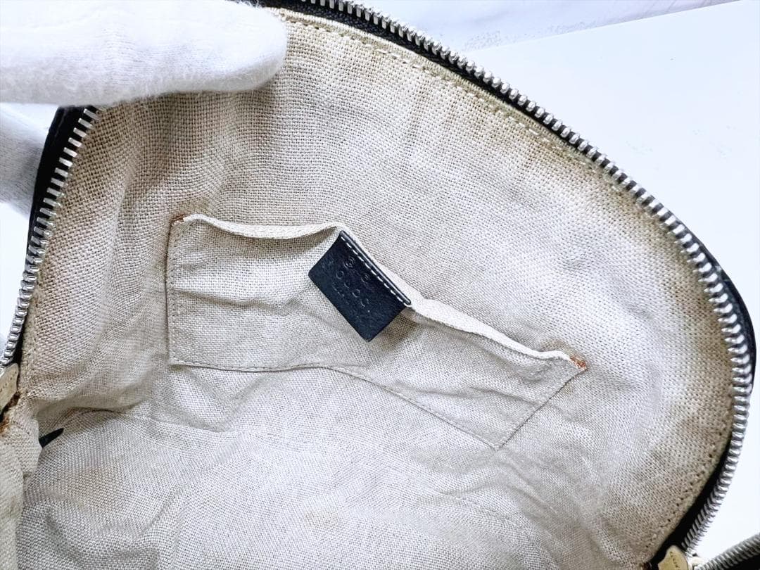 GUCCI　グッチ　マクロシマ　エンボス　ハンドバッグ　黒　449663