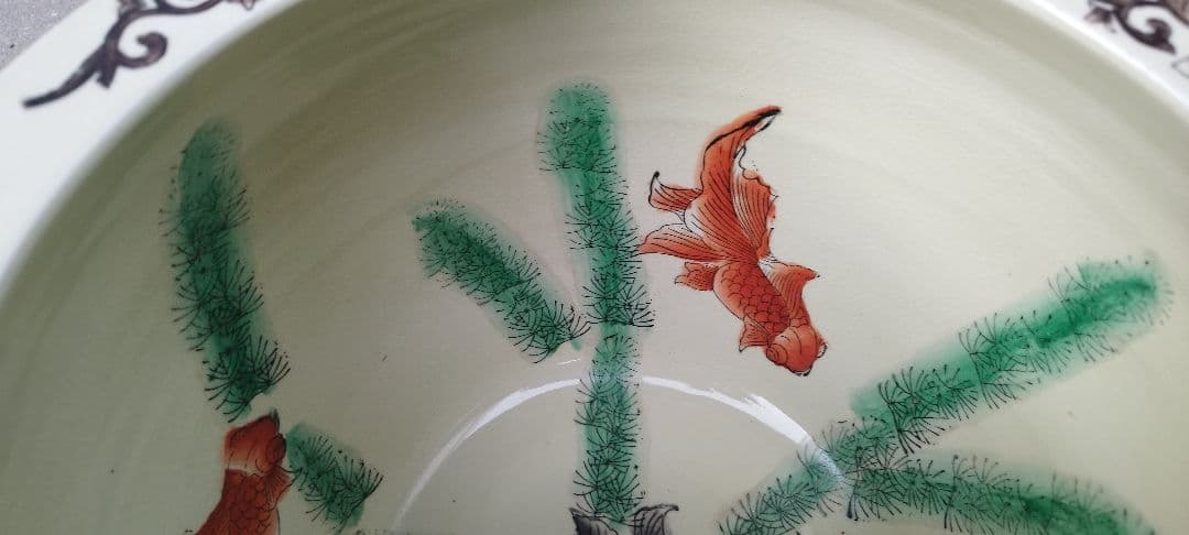 [希少】薩摩焼？九谷焼？　火鉢　金魚鉢　メダカ鉢　アンティーク　骨董品　時代物