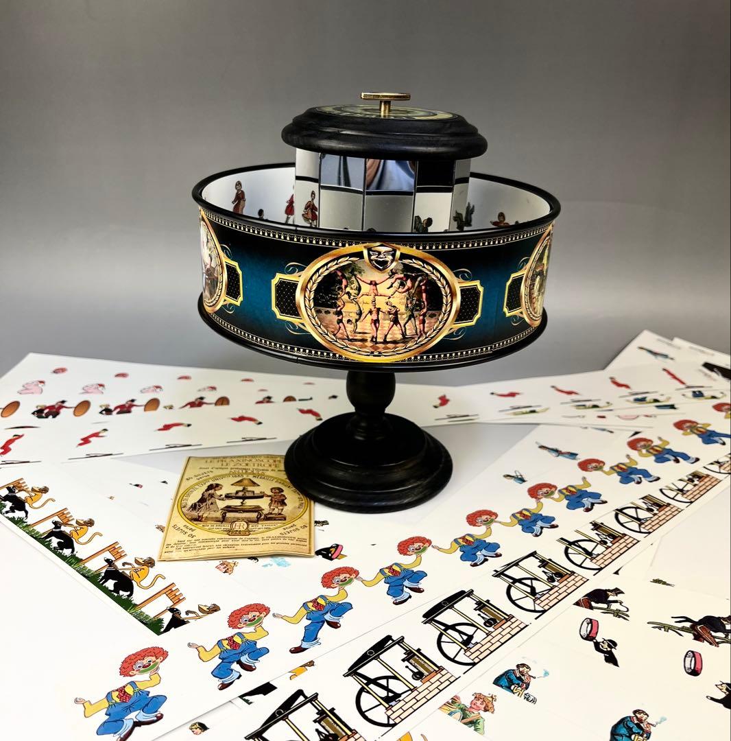 プラキシノスコープ】回転覗き絵 オルゴール付き レトロアンティーク