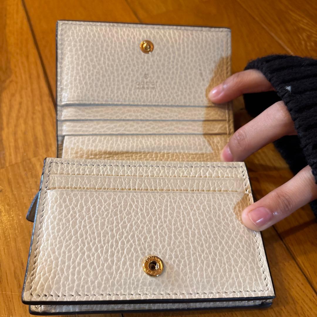 GUCCI 二つ折り財布 グレー/ホワイト