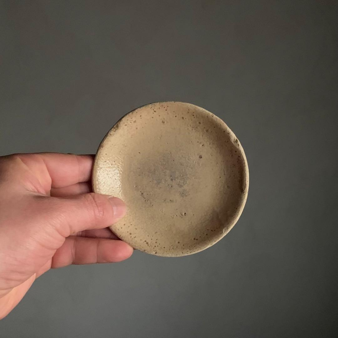 美濃 灰釉 小皿 江戸後期 古道具 アンティーク 古美術 美術品