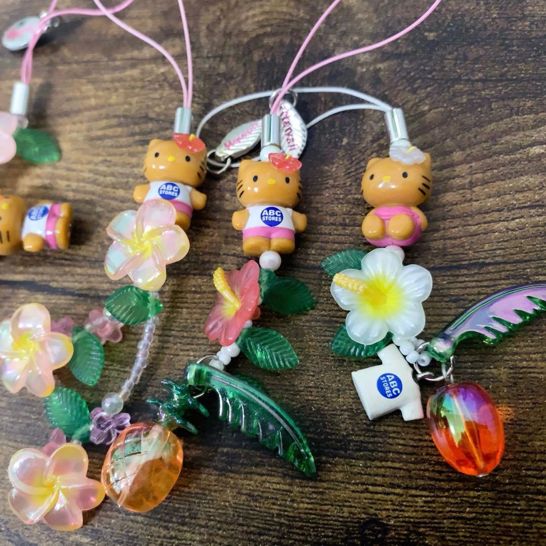 ご当地　日焼けキティ　ギターウクレレ　根付け　ストラップ グアムハワイ　5点