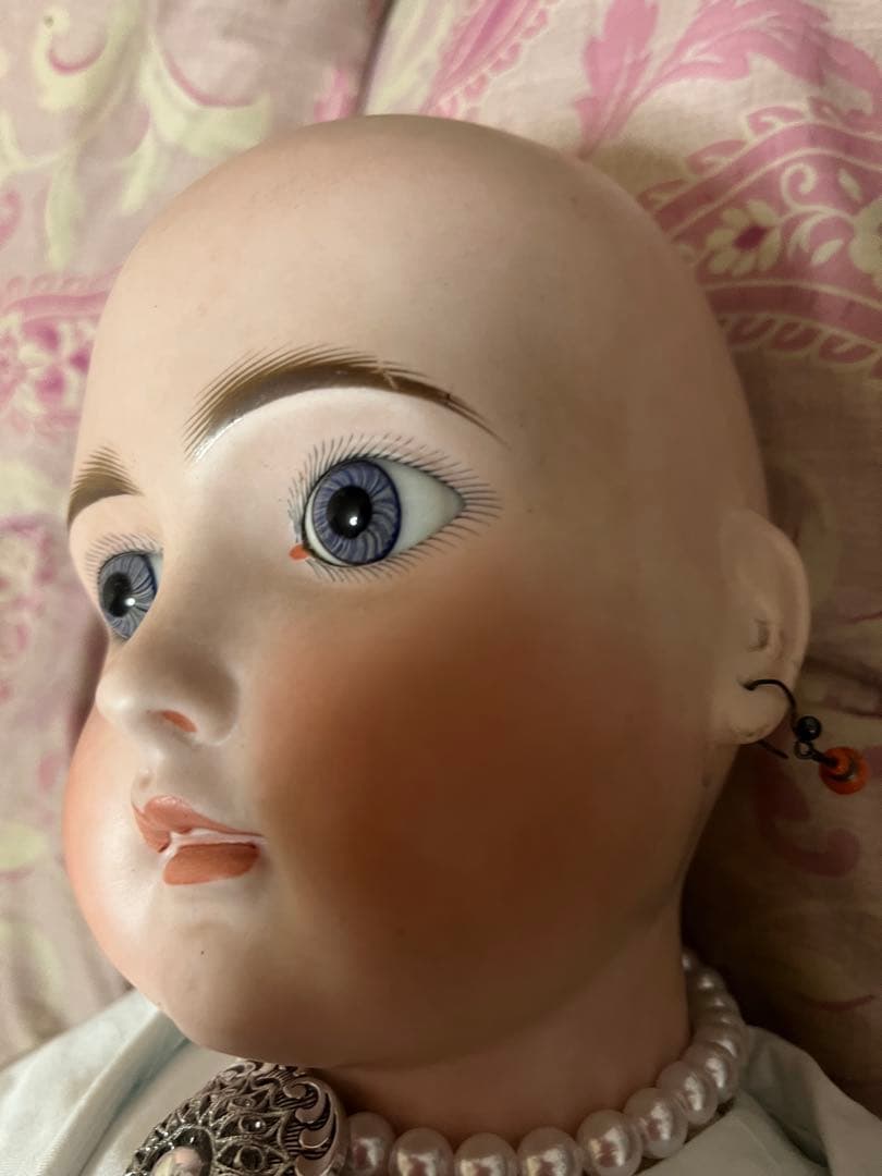 アンティーク ビスクドール オープンマウス クローズアイ 「首裏に