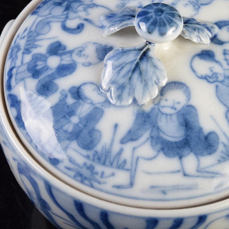 煎茶道具 平戸焼 染付 人物文 宝瓶 V R9205