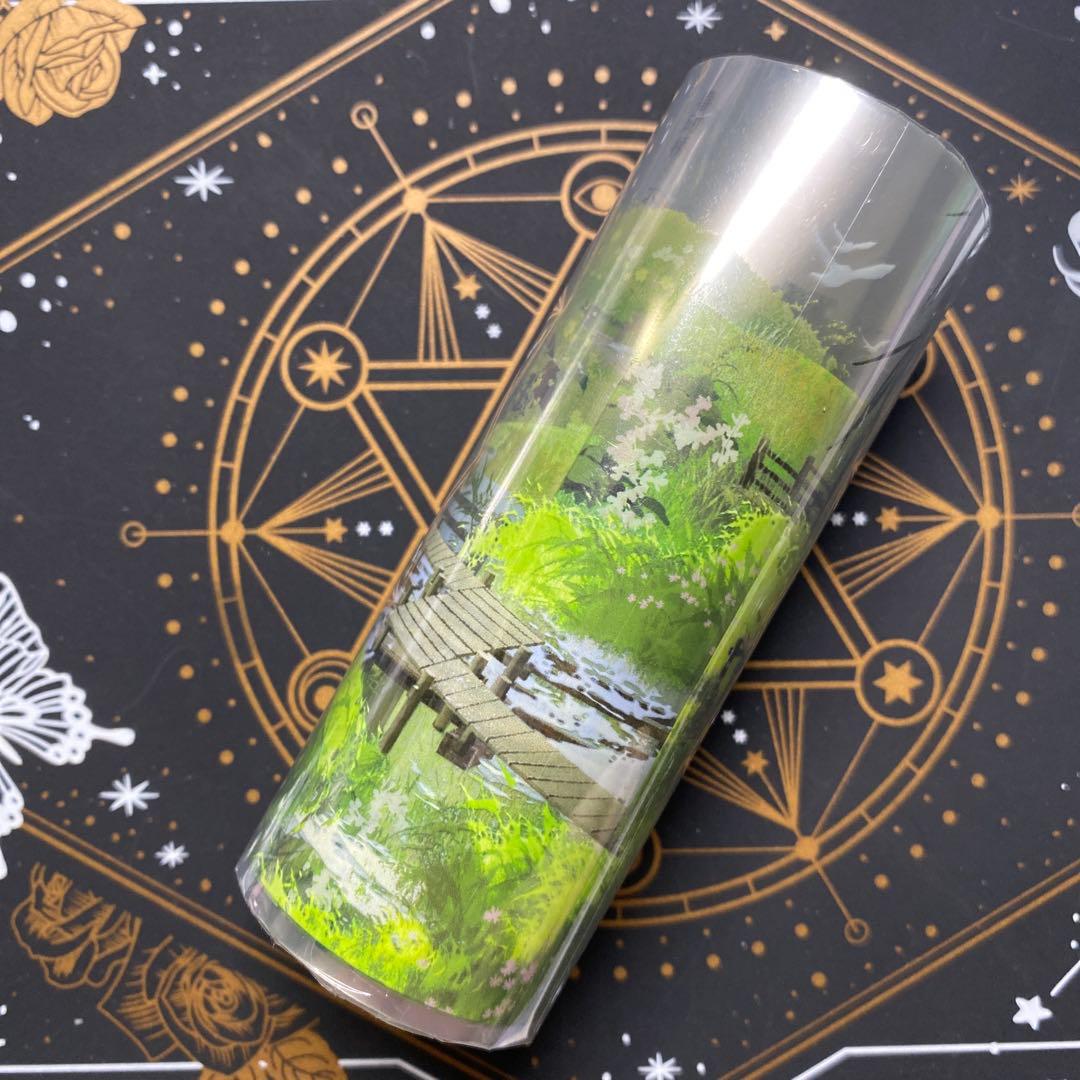 8881】海外 マステ 5m巻 PETマスキングテープ 橋 池 春景色背景系