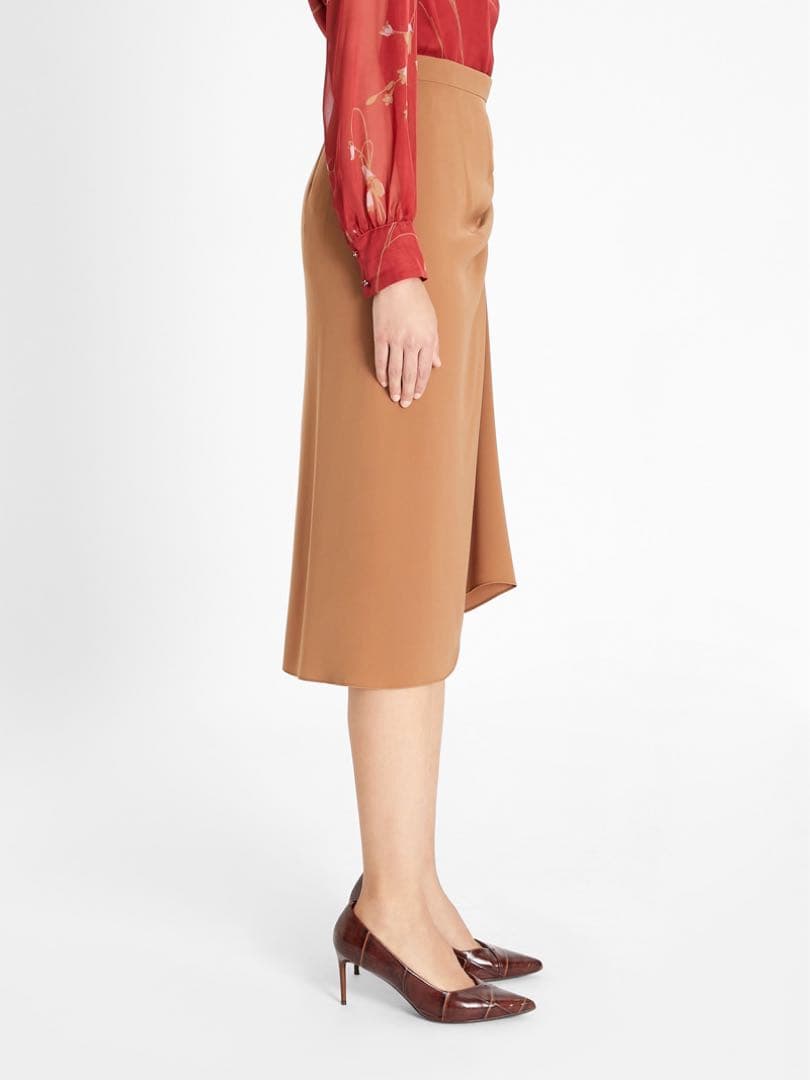 マックスマーラ ギャザーデザインスカート ブラウン