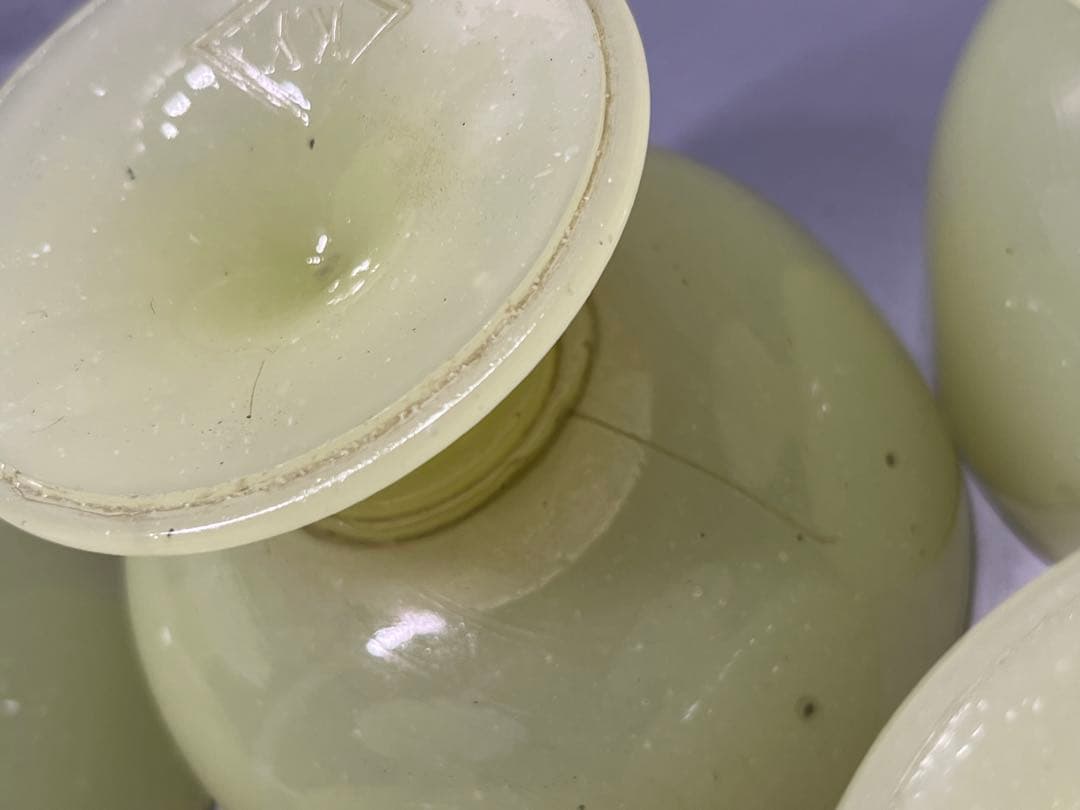 大正〜昭和初期 ウランガラス 氷コップ 5個 イエロー