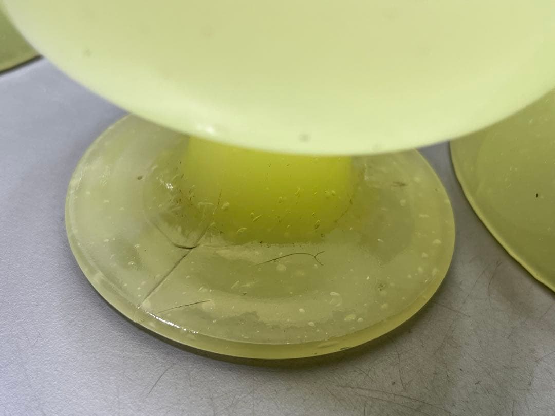 大正〜昭和初期 ウランガラス 氷コップ 5個 イエロー