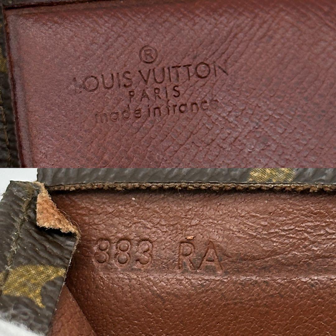 極美品】LOUIS VUITTON レザー 二つ折り財布 モノグラム 焦茶 極美品