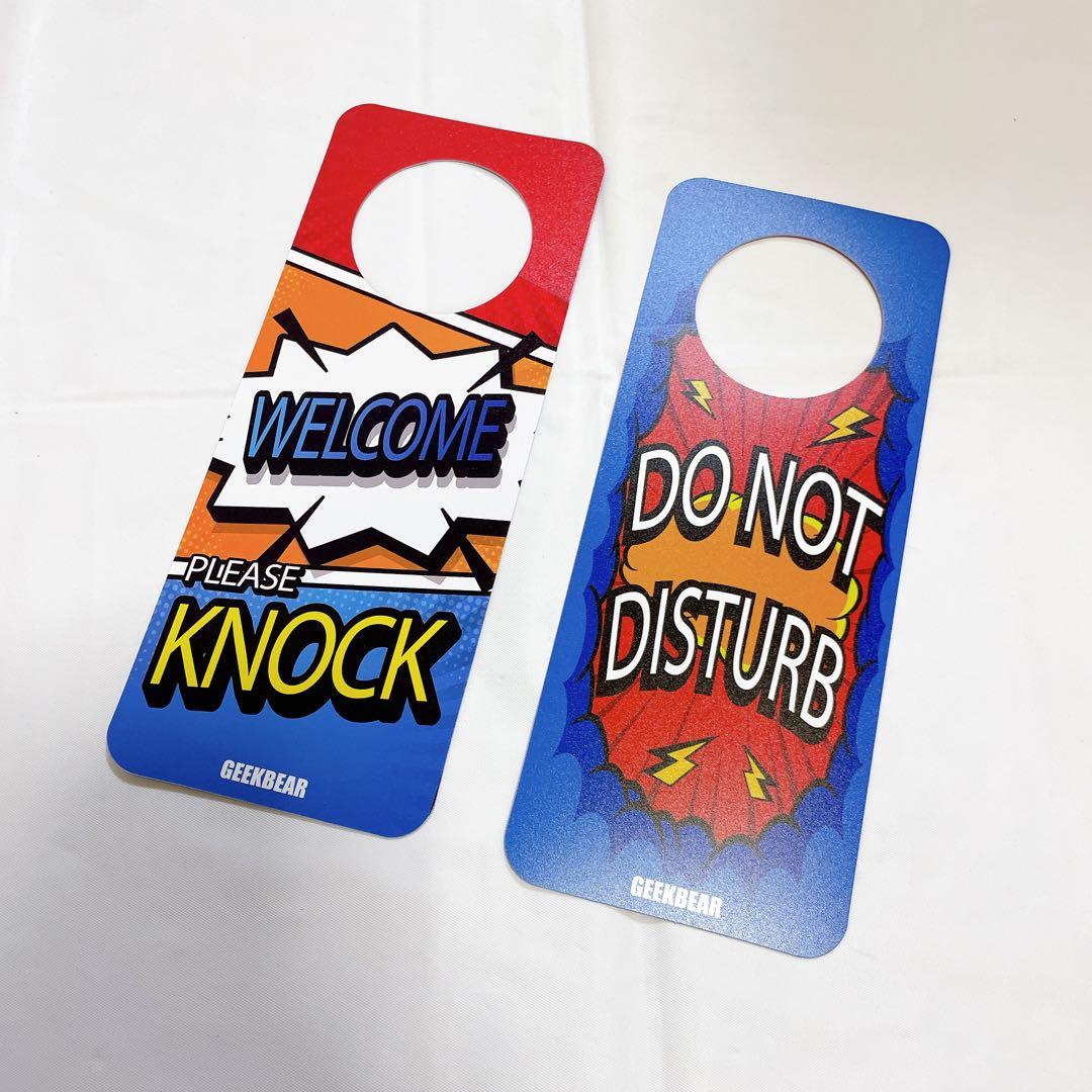 ドアハンガー 2枚 ドアノブプレート 裏表 リバーシブル ノックして