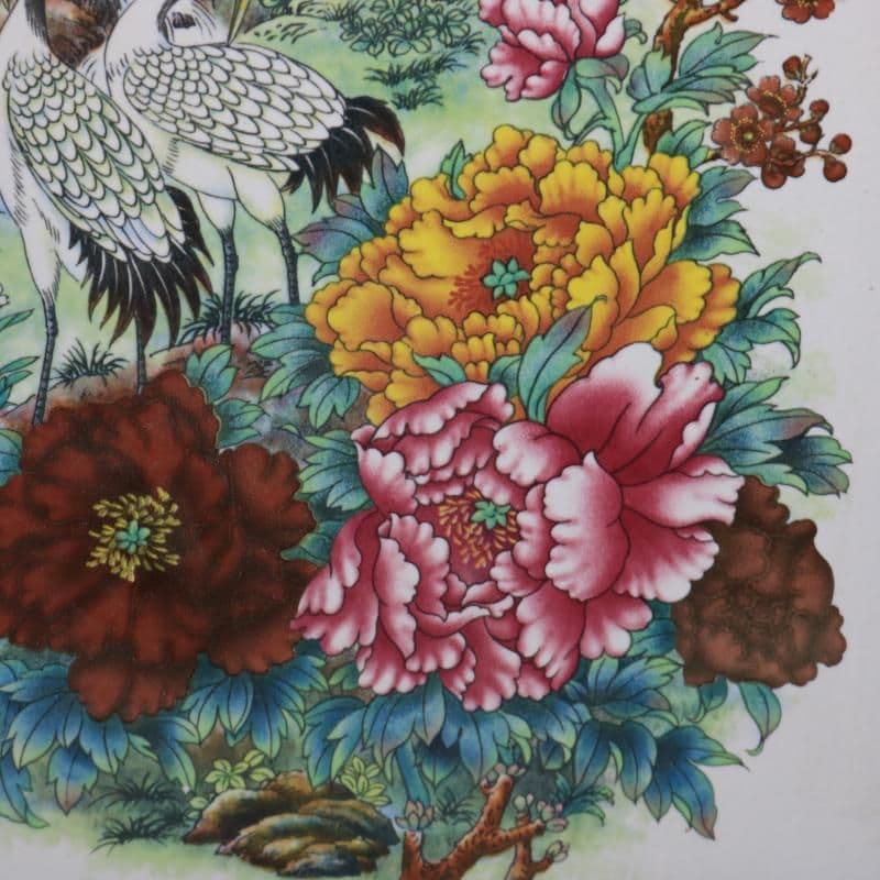 景徳鎮 花鳥図陶板画 書斎 装飾品 工芸品 美術品 置物