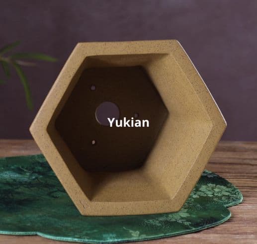 凹面六方鉢 盆栽鉢 植木鉢 小品盆栽鉢 大品盆栽鉢 台湾紫砂の