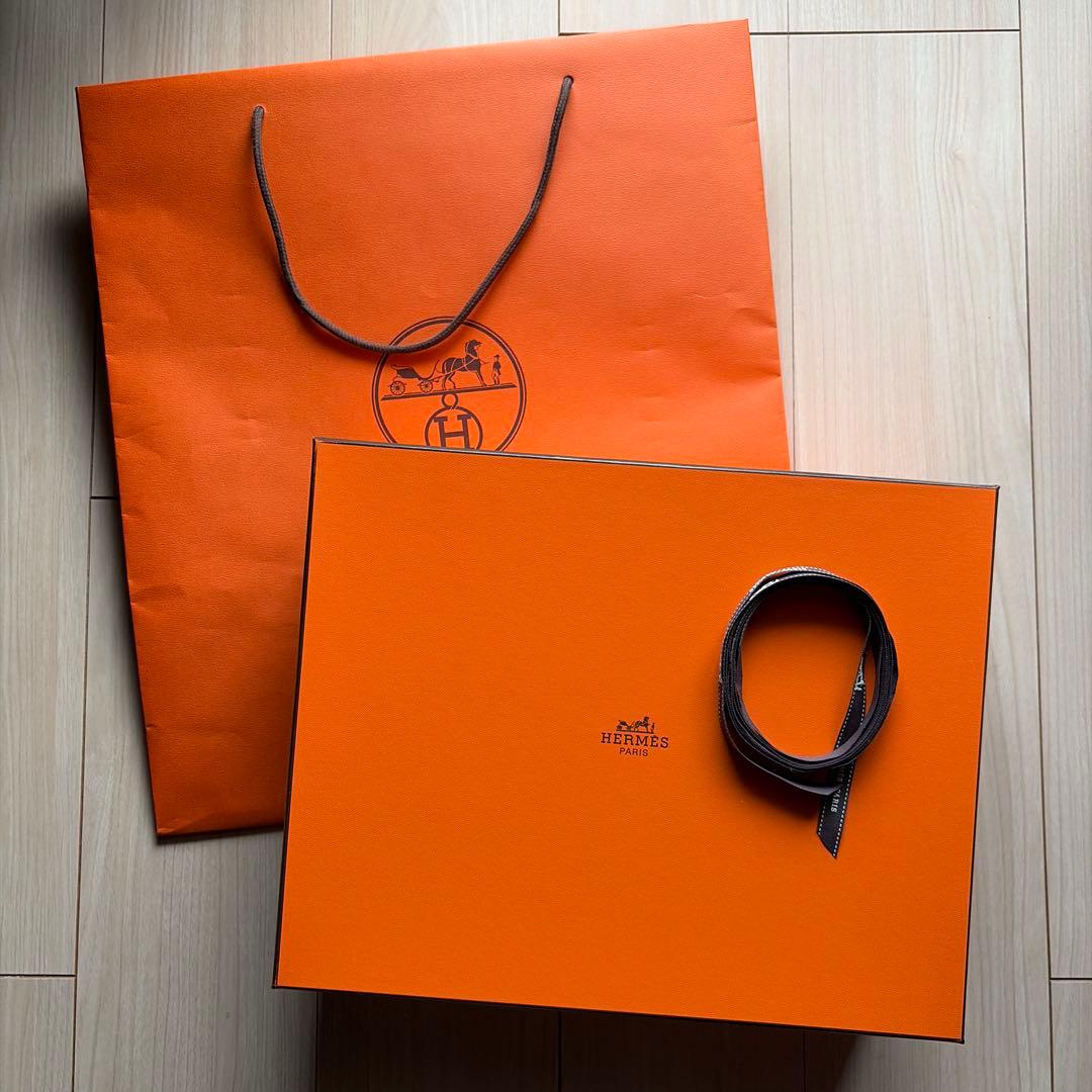 エルメス オレンジボックス 靴 シューズ 空箱 ショップ袋 リボン