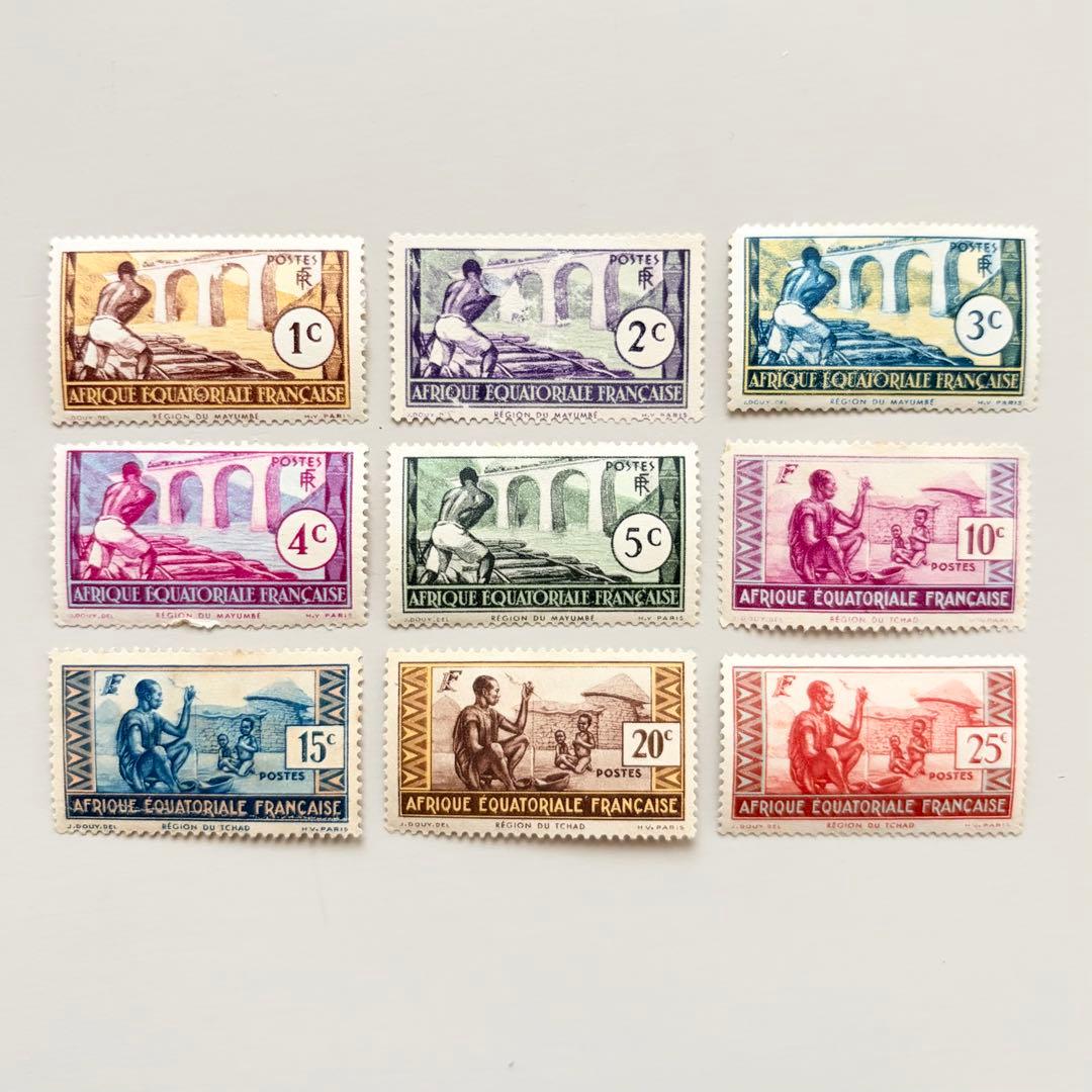 外国切手9枚（フランス領赤道アフリカ） - メルカリ