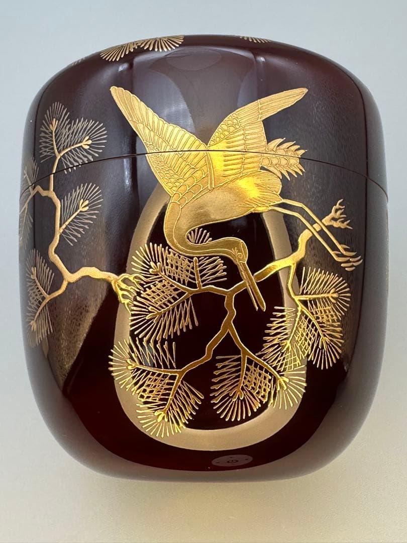 茶道具 棗 一瓢斎 松食鶴蒔絵