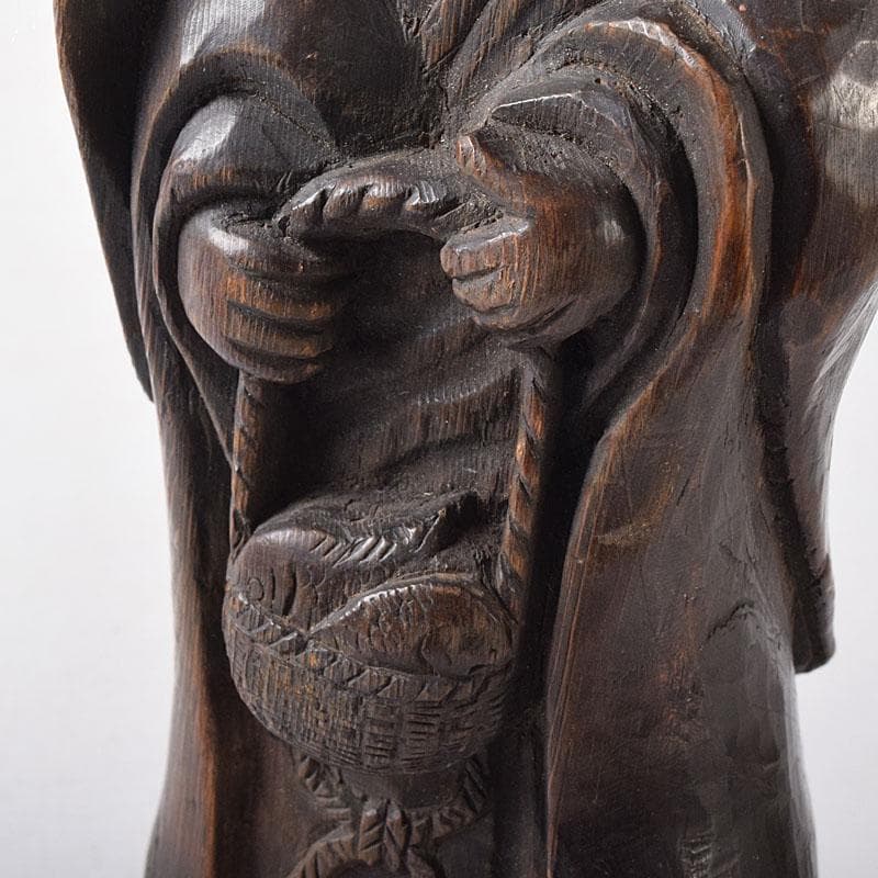 仏教美術 木彫 観音菩薩立像 仏像 在銘 正元作 置物 C 8261 仏教美術