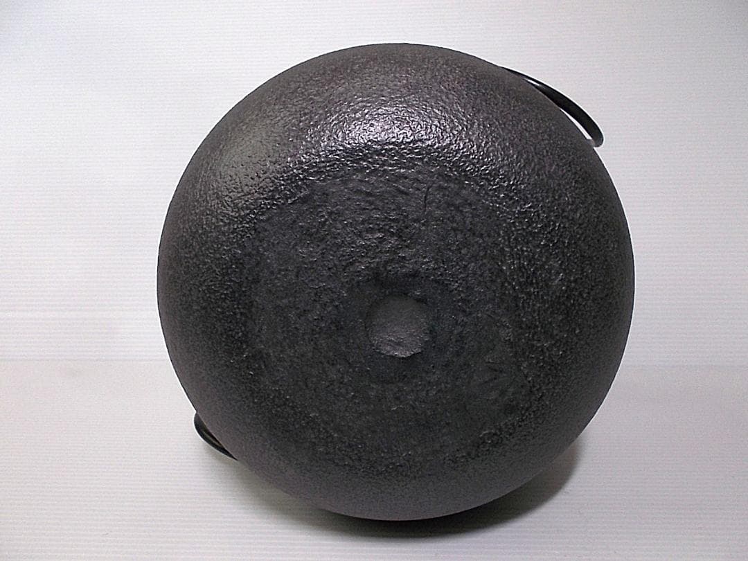 未使用 茶道具 釜師:佐藤清光 亀甲紋棗茶釜 釜環 大き目の茶釜