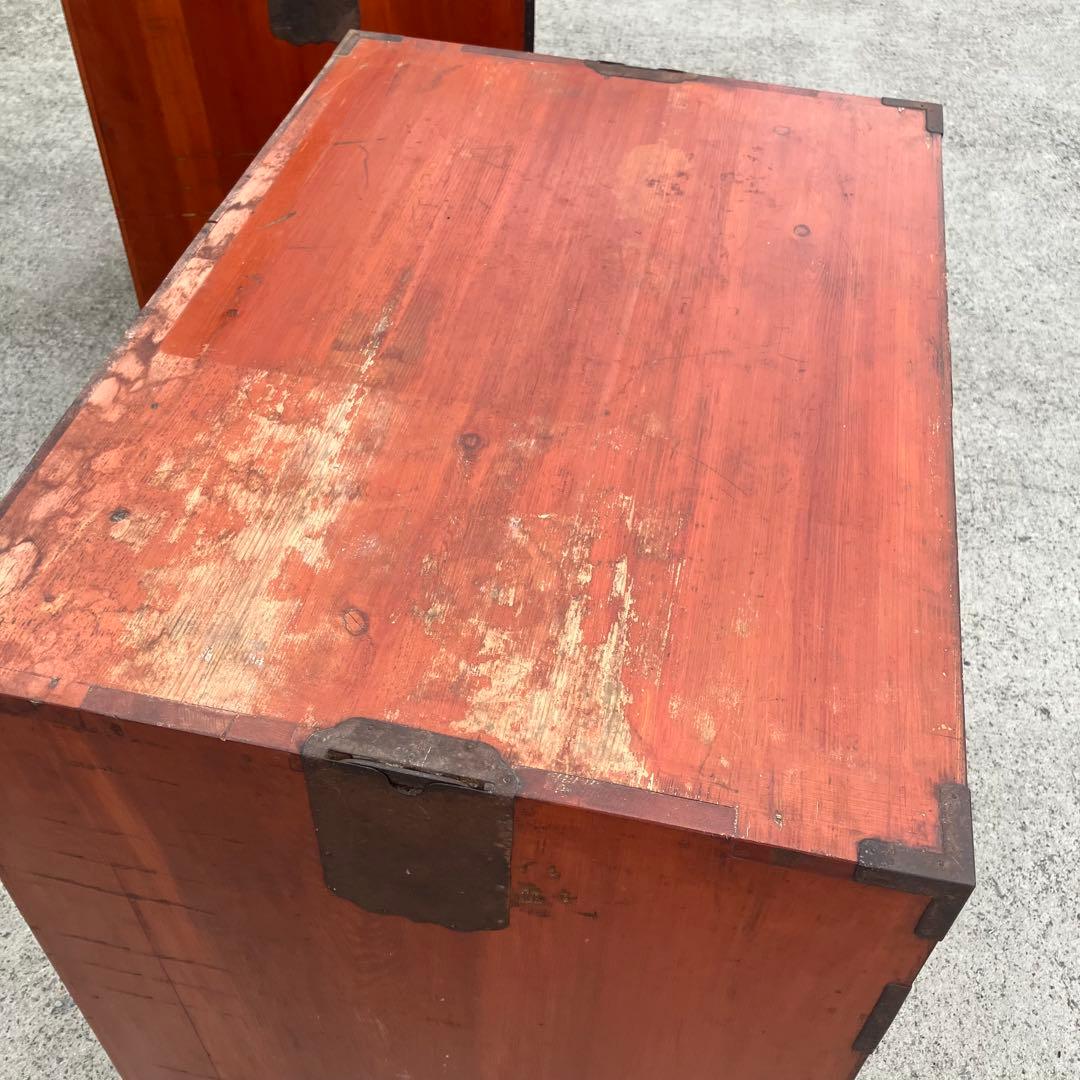 ② 昭和レトロ 古家具 大型 仙台箪笥 4段 引き出し時代箪笥 古家具