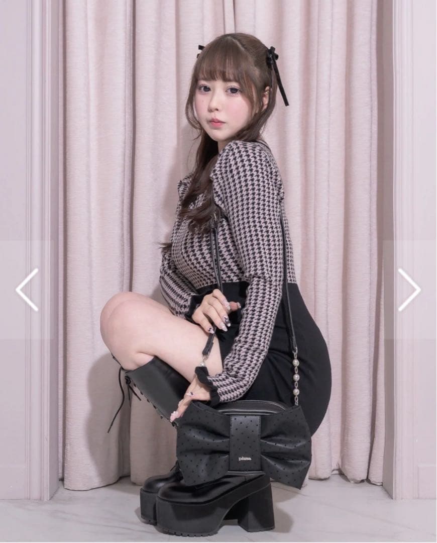 。❤︎ pium ピウム ドットチュールリボン2wayバッグ ブラック