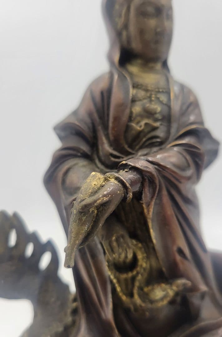 銅製 龍頭観音 仏像 観音像 金属工芸