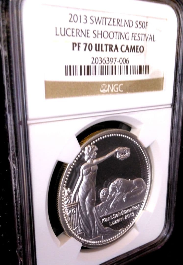 最高鑑定＆稀少『スイス現代射撃祭ルツェルン銀貨』2013年：PF70UC