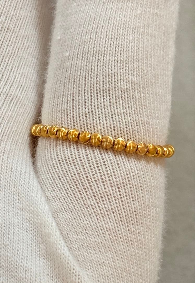 K18弾力リング　指輪　シンプル　キラキラ　ミラーボール