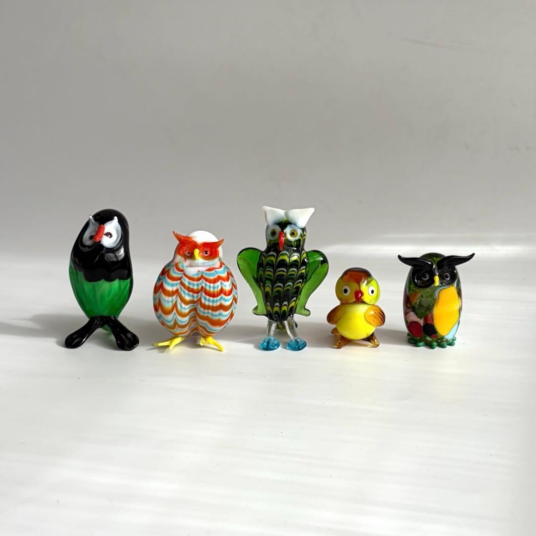 ベネチアングラス　フクロウ　イタリア　ムラーノ島　手づくり　工芸　職人　かわいい ベネチアングラス フクロウ イタリア ムラーノ島 手づくり 工芸 職人
