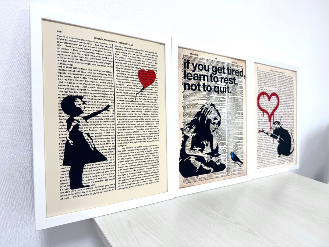 No.290フレーム付きキャンバスアート　ストリートアート　バンクシー　バスキア