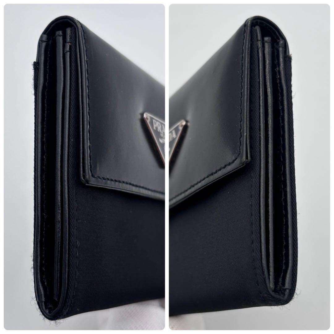 【美品】PRADA プラダ レザー×ナイロン 小銭入れ 財布 ブラック