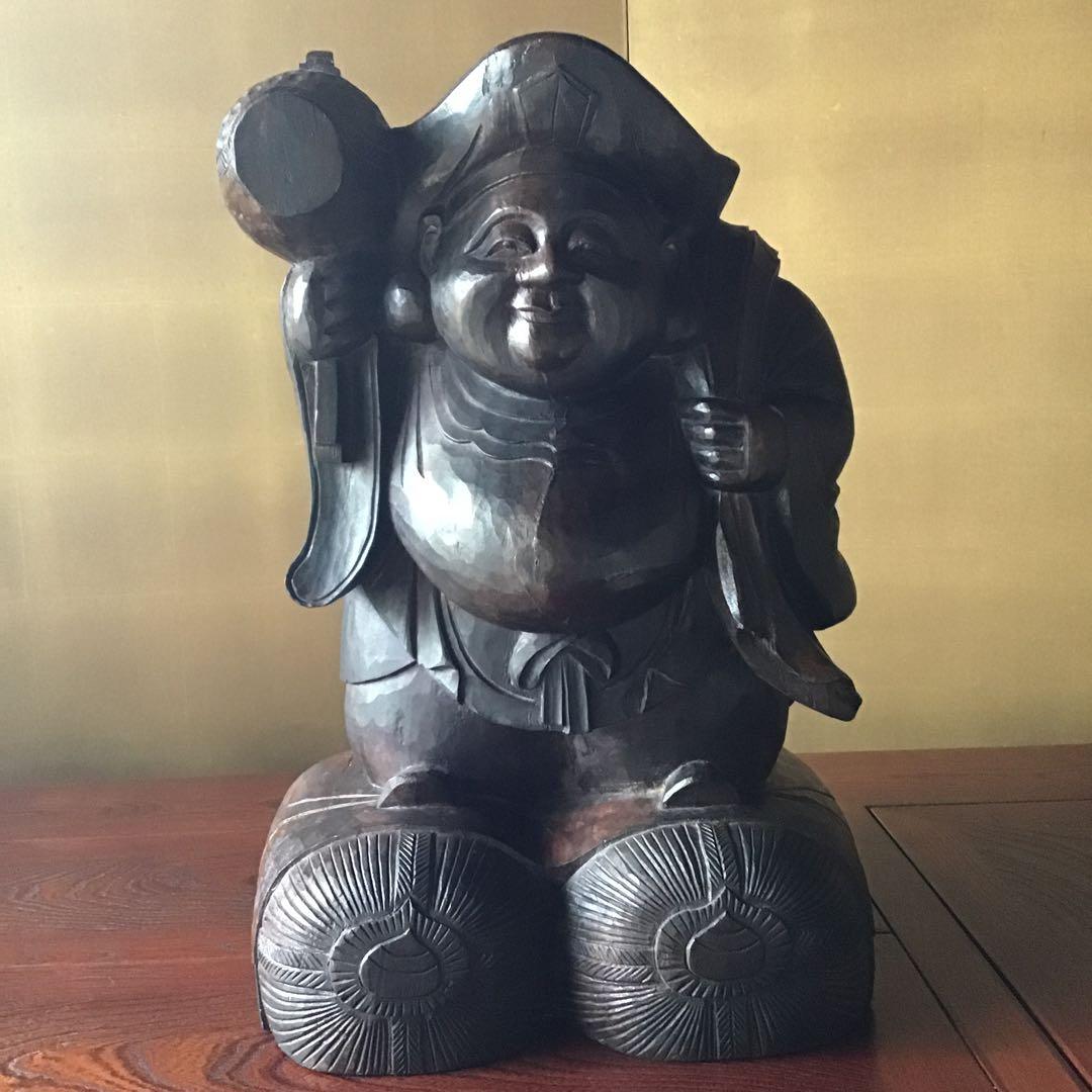 大型 福招 金運 大黒様 欅彫