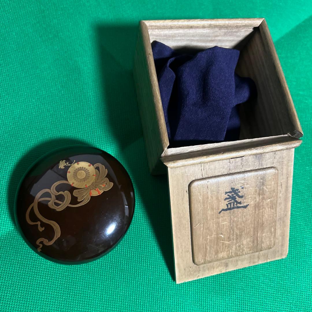 蒔絵香合　梨地　秋悦　桐箱付　伝統漆工芸