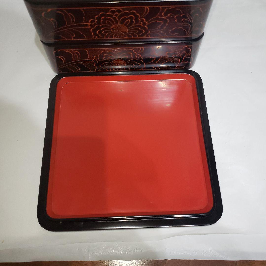 輪島漆器　漆器 花模様 二段重箱