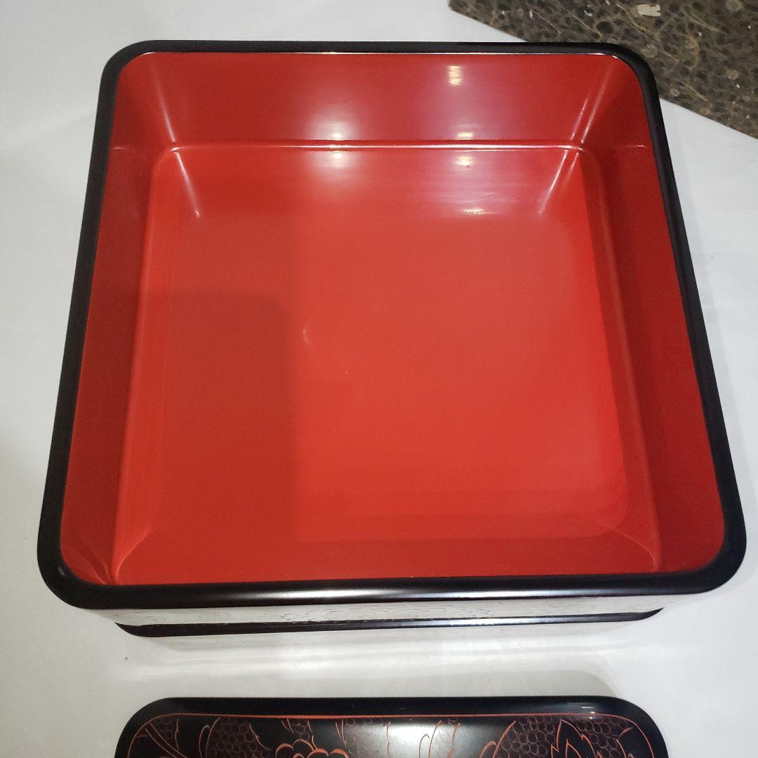 輪島漆器　漆器 花模様 二段重箱