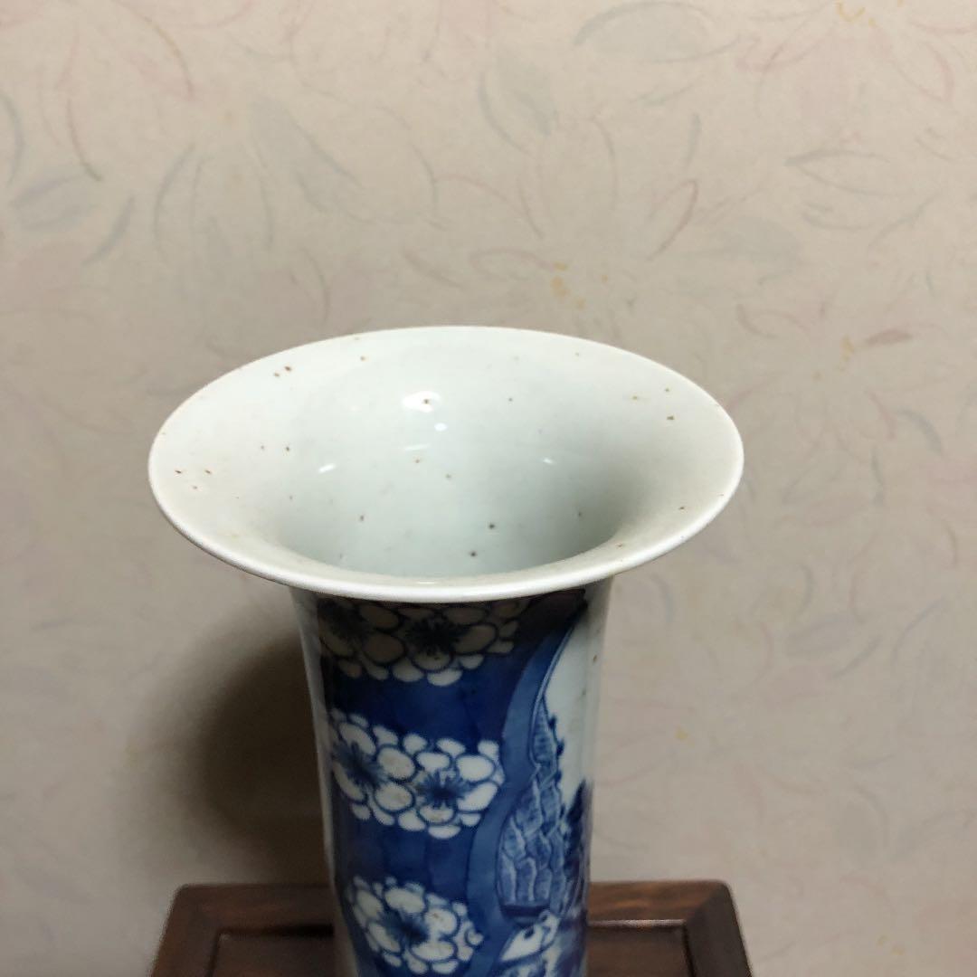 中国染付 尊式花瓶 高さ約27cm 中国清時代染付花瓶(