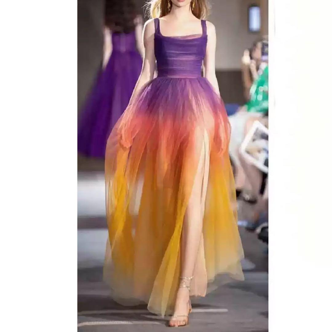 グラデーション　イブニングドレス　ミスコン　ドレス　コンテスト　ロング