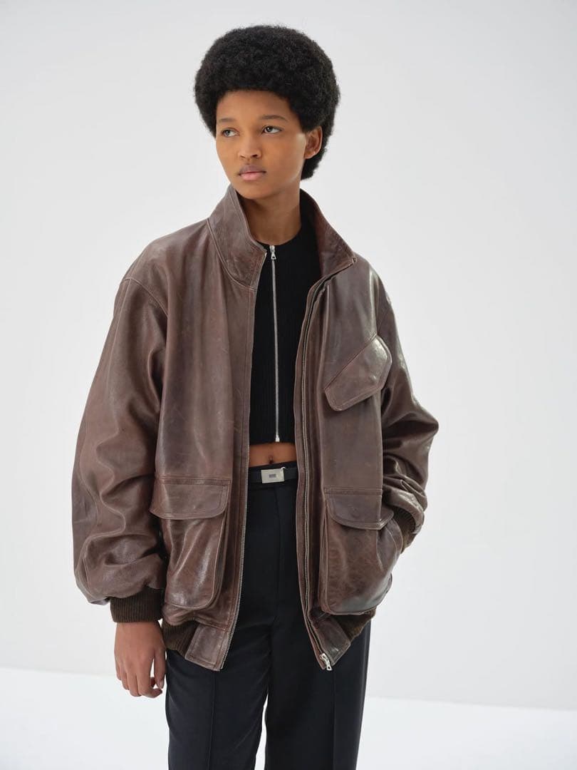 AURALEE lamb leather zip blouson size3