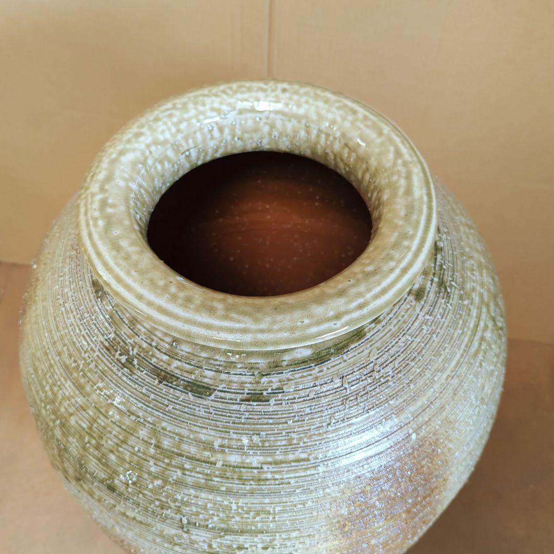 大型 信楽焼 松皮花瓶 20号 信楽焼 大きな 花瓶 白 窯変 櫛目 12号