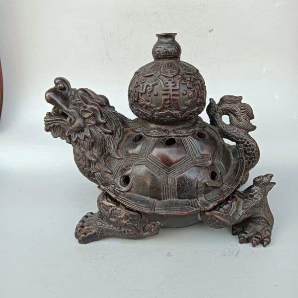 銅器 竜亀薫香炉 茶道具 香道具 工芸品 美術品 置物