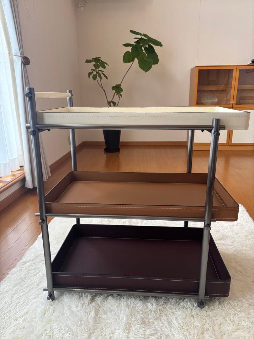 海外輸入 3段 スクエアトレー 収納ラック サイドテーブル キャスター