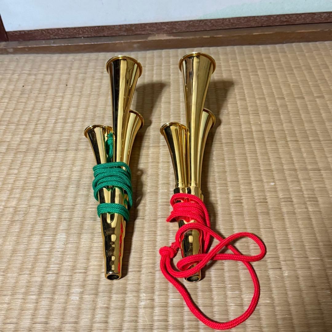 チアホーン 4連ホーン 金属製 2個セット ゴールド サッカー フットサル